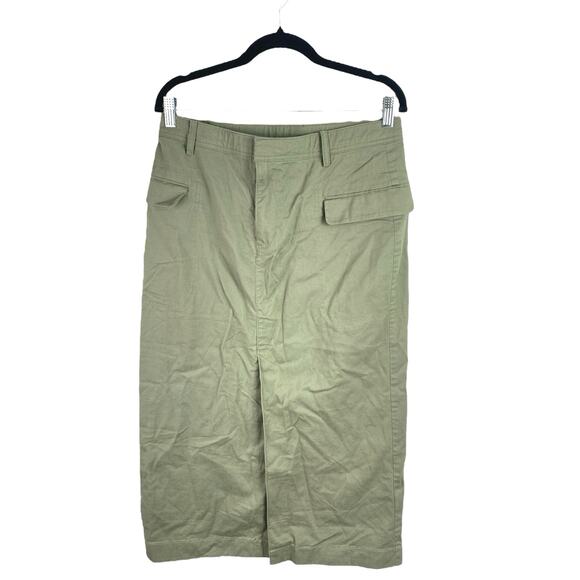GAP Olive Green High Waisted Front Slit Midi Utility Straight Pencil Skirt Sz 30 - Picture 2 of 6